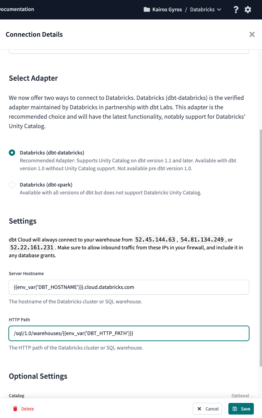 Using environment variable syntax in connection configs